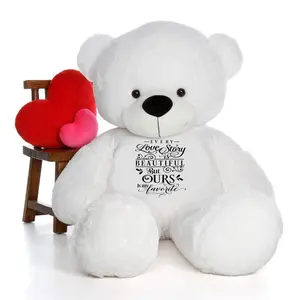 Toy Joy SOFT TOYS Big Teddy Bear for Gift of Any Occasion Wearing a Ã¢¬ÅEvery Love Story is Beautiful but Ours is My Favorite T-Shirt 4 feet White