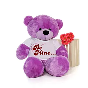 Toy Joy SOFT TOYS Soft Toys Big Teddy Bear Wearing Happy Valentine Day T-Shirt 3 feet Purple_T Shirt_Happy Valentine Day 05