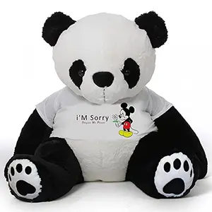 Toy Joy SOFT TOYS Big Panda 3 Feet Long Wearing A i am Sorry T-Shirt (Bear 152 cm) with Free Heart Shape Pillow Panda