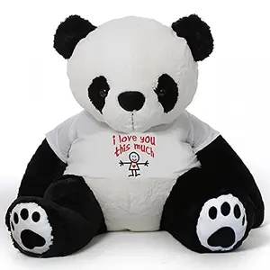 Toy Joy SOFT TOYS Big Panda 3 Feet Long Wearing A Love u This Much T-Shirt (Bear 182 cm) with Free Heart Shape Pillow Panda