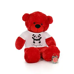 Toy Joy SOFT TOYS Soft Toys Big Teddy Bear Wearing Happy Valentine Day T-Shirt 4 feet red_T Shirt_Happy Valentine Day 03