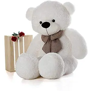 Toy Joy SOFT TOYS Soft Toys Long Soft Lovable Huggable Cute Giant Life Size Teddy Child Safe Best for Birthday Gift Valentine Gift for Girlfriend 4 FEET White