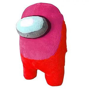 Toy Joy SOFT TOYS Among Us Plush Toy (18 Cm) Among Us Merch Cute Soft Plush Bulging Eyes Astronaut Plush Figure Toy (Rani Pink&Red) Lovely Toy