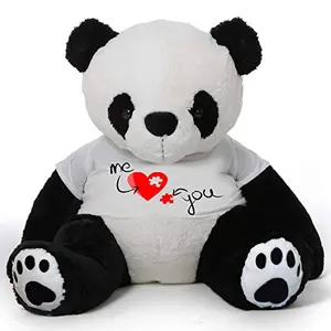 Toy Joy SOFT TOYS Big Panda 3 feet Long Wearing A Valentine Day T-Shirt (Bear 91 cm) with Free Heart Shape Pillow Panda