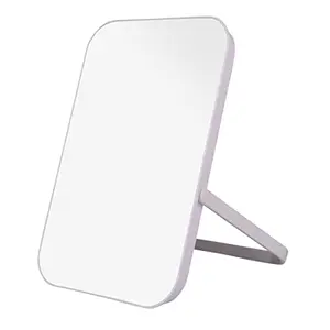 MINISO Makeup Mirror Square Dual-Use Vanity Mirror 8-Inch Portable Folding Table Mirror with 90°Adjustable Stand Travel Cosmetic Mirror Hanging Bathroom for Makeup 21x14.8cm (White)