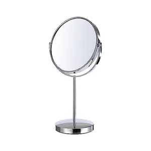 MINISO Double-Sided Makeup Mirror Round Tabletop Vanity Mirror with Stand One Side 2X Magnifying 6 inch Silver