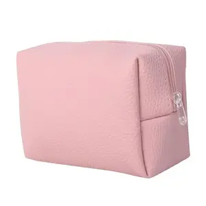 MINISO Pouch for Travel Makeup Bag Makeup Organizer Bag Cosmetic Bag Makeup Bag for Women Toiletry Bag for Travel Tools 17x7x10cm (Pink)