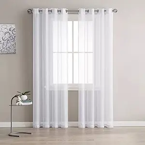 Christmas Vibes Modern Sheer Curtains for Door (4x8 ft Pack of 2) Tulle Curtains Designer Voile Curtains Diwali Decor Living Room Curtains Bedroom Curtains Diwali Curtains