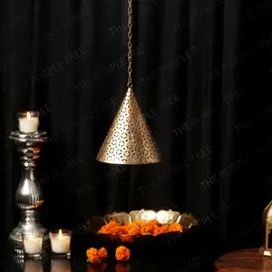 Festive Vibes Divine Metal Cone Tealight Holder (Pack of 1 pc) Diwali Tealight Holder Festive Candle Holder Diwali Decorations Diwali Decor Diwali Gifts