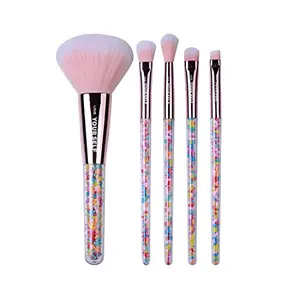 MINISO Makeup Brushes Set Rainbow Series with Powder Brush Highlighting/Shading Brush Eye Shadow Brush Concealer Brush and Brow Brush - 5PCS Multicolor