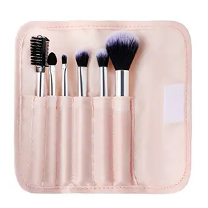 MINISO Synthetic Bristle Makeup Brush Set- Coral Orange 7 Piece