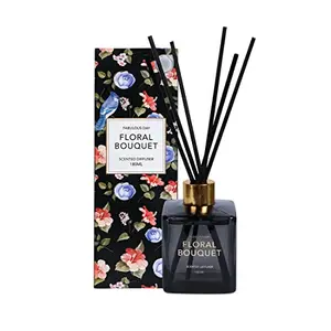 MINISO Scent DiffusersHome Fragrance Flameless Essential Oil with Diffuser SticksFabulous Day Series(Floral BouquetBlack)