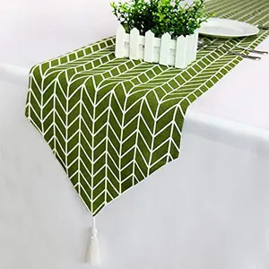 Christmas Vibes Green Aztec HD Digital Printed Table Runner for 6 Seater Dining Table (Pack of1 13x72 inch) Cotton Canvas Table Runner