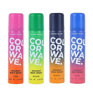 Miniso Color Wave Deodorant Body Spray For Unisex 75ML- Green+Blue+Black (Set of 3)