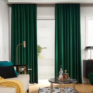 Christmas Vibes Luxury Europian Velvet Curtains for Living Room Bedroom (2 Pc Emerald Green 4x7 Feet) Solid Blackout Drape Curtains with Tieback Curtain Holders Room Darkening Modern Curtains