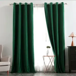 Christmas Vibes Luxury Europian Velvet Curtains for Living Room Bedroom (2 Pc Emerald Green 4x7 Feet) Solid Blackout Drape Curtains with Tieback Curtain Holders Room Darkening Modern Curtains