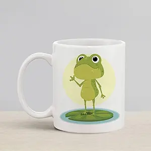 Christmas Vibes Curious Frog Cute Mug for Kids and Youngsters (Pack of 1 330 ml) Cute Mug Kids Mug Funny Mug Coffee Mug Birthday Gift Mug Gift for Friends Milk Mugs