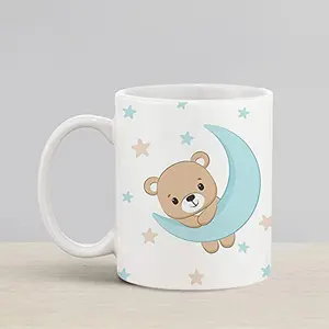 Christmas Vibes Bear On Moon Cute Mug for Kids and Youngsters (Pack of 1 330 ml) Cute Mug Kids Mug Funny Mug Coffee Mug Birthday Gift Mug Gift for Friends Milk Mugs