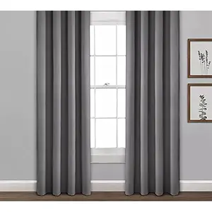 Christmas Vibes Room Darkening Silk Blackout Curtains for Door (Pack of 2 Panels Grey 4x7 ft) Blackout Curtains with 3 Layers Weaving Technology Metal Grommet Door Curtains Dark Room Curtain