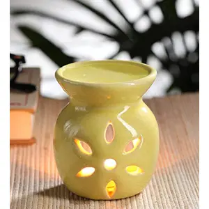 Christmas Vibes Ceramic Aroma Burner With 2 Pcs Tealight Candles and 6 solid Aroma Oil Bars (MuskMelon) diwali gift hamper diwali aroma oil diffuser candle aroma oil burner
