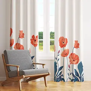 Christmas Vibes Floral Printed Door Curtains for Living Room Bedroom Guest Room (2 Panels 4x7 Feet) Luxury Curtain for Modern Room Decor Printed Curtain Door Curtain