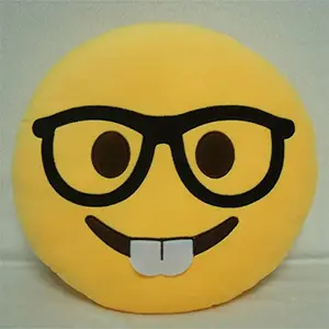 Christmas Vibes Geek Nerd Emoji with Glasses Cushion - 1 pc Emoji Cushion Nerd Emoji Cushion Best Gift for Friends