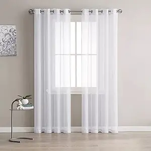 Christmas Vibes Modern Sheer Curtains for Door (4x7 ft Pack of 2) Tulle Curtains Designer Voile Curtains Diwali Decor Living Room Curtains Bedroom Curtains Diwali Curtains