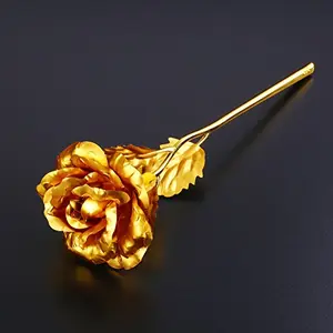 Christmas Vibes Rose 24K Gold Plated Rose Flower with Gift Box Mother's Day Christmas Birthday Best Gift for Valentine Day Wedding Decoration Rose Artificial Flowers Flower for Bedroom