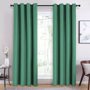 Christmas Vibes Room Darkening Silk Blackout Curtains for Door ( Pack of 2 Sea Green 4x7 ft) Blackout Curtains with 3 Layers Weaving Technology Metal Grommet Door Curtains Dark Room Curtain