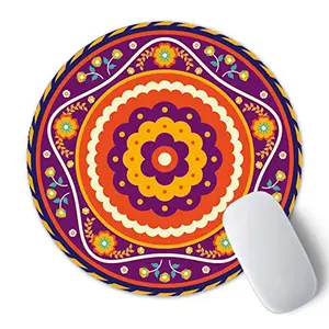 Christmas Vibes Printed Anti Skid Round Mouse Pad for Desktop Computer PCs and Laptops (Pack of 1) Gaming Mouse Pad Round Mousepad RMP139