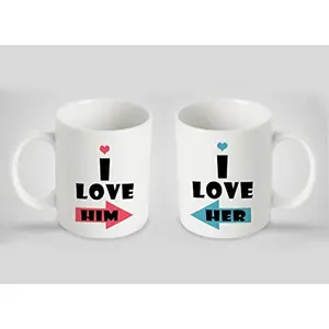 Christmas Vibes Ceramic Couple Mug for Couples (Multicolour) 2 Pieces