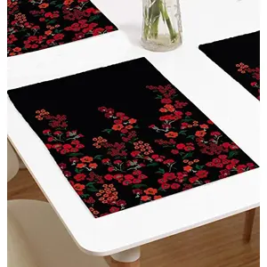Christmas Vibes Premium Cotton Placemats Table Mats Set of 6 12x18 inches (45x30 cm) Washable