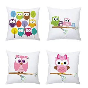 Christmas Vibes owl Art Cushion Covers(4 Pieces)