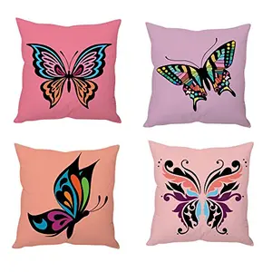 Christmas Vibes Butterfly Art Cushion Covers(4 Pieces)