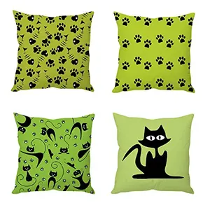 Christmas Vibes cat Art Cushion Covers(4 Pieces)