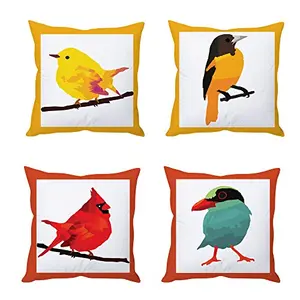 Christmas Vibes Bird Art Cushion Covers(4 Pieces)