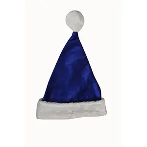 Christmas Vibes Brands Blue Plush Santa Cap for Christmas New Year Party & Made in India. Pack of Twenty for 0-6 Month(3396N11)