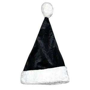 Christmas Vibes Brands Black Plush Santa Cap for Christmas New Year Party & Made in India. Pack of Five for 0-6 Month(3391N9)