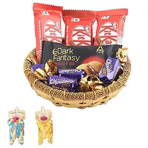 SFU E Com Nestle Kitkat with Creamy Dark Fantasy| Diwali Chocolate Gift | Premium Elephant Set of 2 Candle with Chocolate Hamper | Chocolate Gift Hamper | 1107