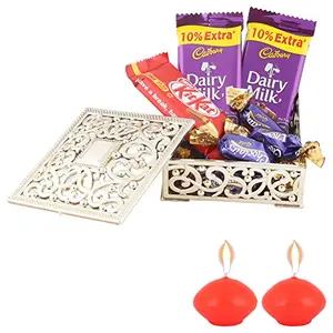 SFU E Com Dairy Milk & Nestle Chocolate Gift Box| Diwali Chocolate Gift | Premium Diwali Candle with Chocolate Hamper | Chocolate Gift Hamper | 197