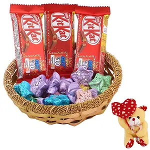 SFU E Com Nestle Chocolate Gift Combo | Valentine Heart Teddy Bear with Chocolate Combo | Valentine Chocolate Hamper | 320