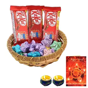 SFU E Com Nestle Chocolate Gift Combo| Premium Diwali Chocolate Gift | Premium Diwali Chocolate Gift Hamper with Greeting Card & 2 Pieces Diya Set | 316