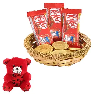 SFU E Com Nestle Kit kat Choco Hamper | Valentine Teddy Bear with Chocolate Combo | Valentine Chocolate Hamper | 311