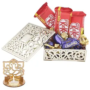 SFU E Com Choclairs & Nestle Chocolate Gift Box| Diwali Chocolate Gift | Premium Diwali Ganesh ji Candle Holder with Chocolate Hamper | 197