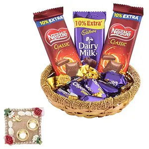SFU E Com Nestle Chocolates Gift Hamper| Premium Pooja Thali with Chocolate Hamper | Chocolate Gift for Diwali Bhai Dooj  New Year Pooja Dhan Pooja | 296