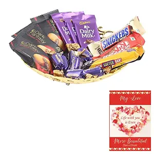 SFU E Com Gift Tray with Dark Fantasy Dairy Milk Nestle Combo | Valentine Chocolate with Love Greeting Card | Valentine Chocolate Hamper | 1084