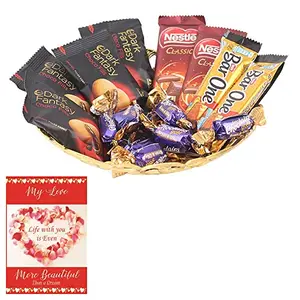 SFU E Com Nestle and Dark Fantasy Chocolate Gift Hamper | Valentine Chocolate with Love Greeting Card | Valentine Chocolate Hamper | 1112