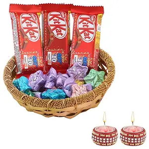 SFU E Com Nestle Chocolate Gift Combo| Premium Diwali Chocolate Gift | Diwali Designer Diya Set of 2 | Chocolate Gift Hamper | 316