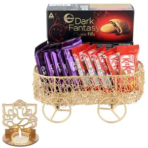 Nestle and Dairy Milk Gift Combo | Premium Diwali Chocolate Hamper | Diwali Chooclate Gift with Ganeshjee Candle Stand Hamper | 550