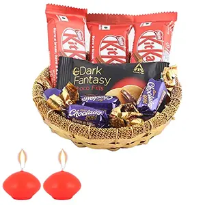SFU E Com Nestle Kitkat with Creamy Dark Fantasy| Diwali Chocolate Gift | Premium Diwali Candle with Chocolate Hamper | Chocolate Gift Hamper | 1140